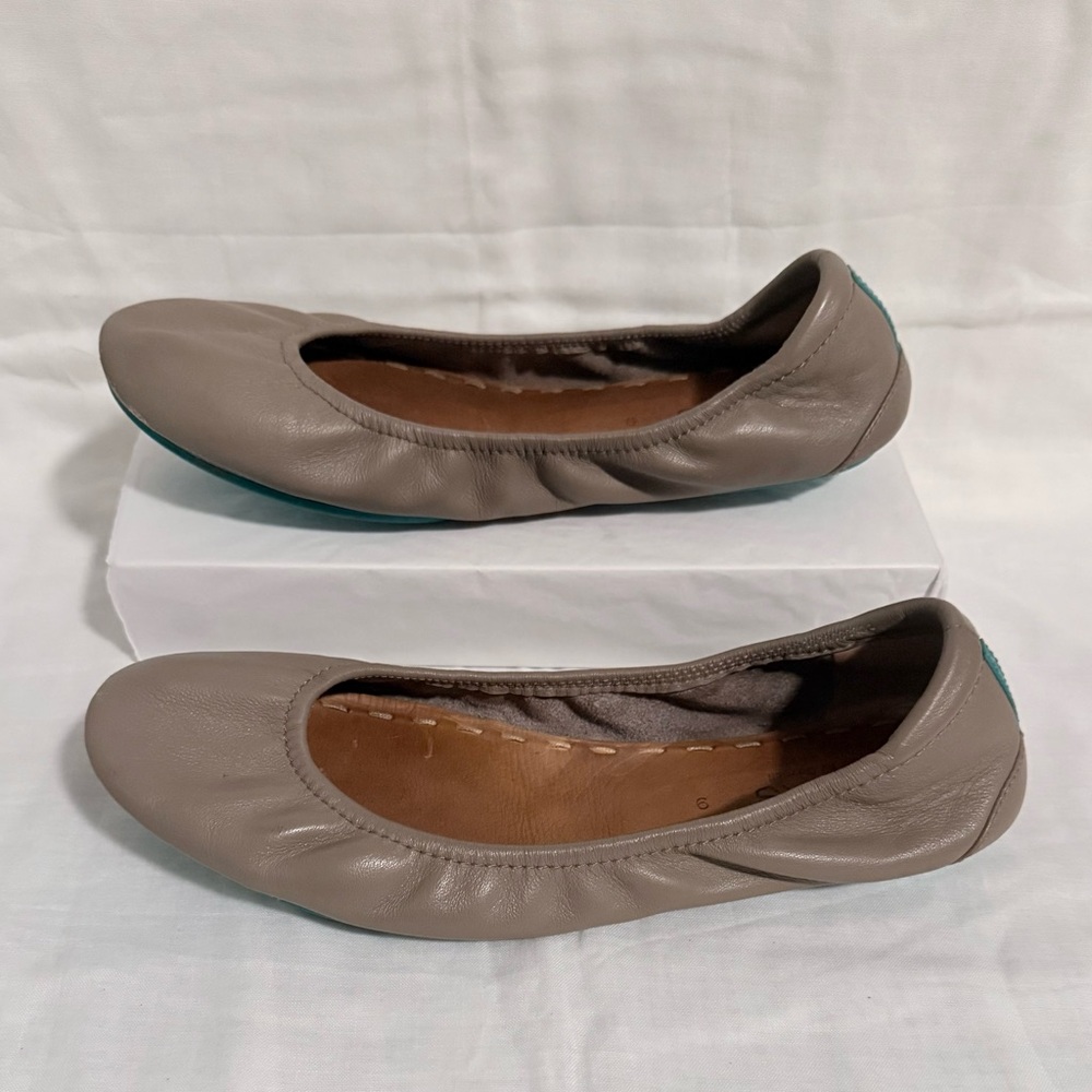 Tieks By:Gavrieli Leather Ballet Flats Women’s Size 9 Taupe Beige Turquoise Back